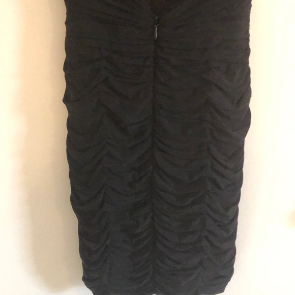 BCBGMAXAZRIA “EDESA” Shirred Rouched Cocktail Dress Black Stretch Open Back S - Picture 10 of 13